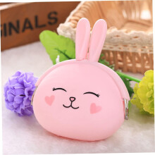 Porte-monnaie en silicone en forme de lapin (lot de 2), petit portefeuille rose bonbon, pochette de rangement pour femmes et filles, usage quotidien