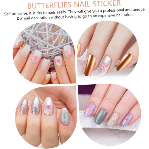 12 Sheets Butterflies Nail Decals Creative Nail Art Design Assorted Style