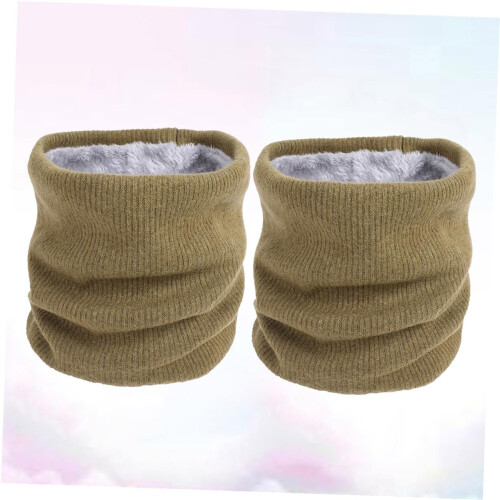 2 Pcs Cold Protection Scarf Double-layer Windproof Neck Warmer Circle Collar Scarves 2