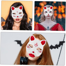 2 ks mačacích masiek, prázdne DIY maľovacie masky pre dospelých, buničinové maškarné cosplay doplnky, bezpečné a všestranné