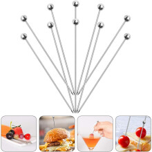 Cocktailspieße aus Edelstahl, angenehm in der Hand, verschleißfest, 10 Stück