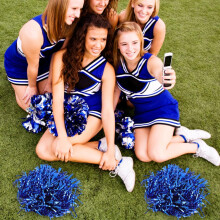 12 st cheerleading-pompomer i blå metallfolie, lätta och bärbara cheerleadingtillbehör