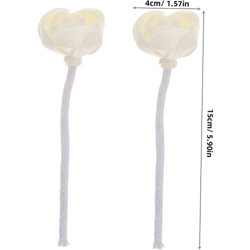 2 diffusori di piccole dimensioni con fiori artificiali e corde di cotone flessibili