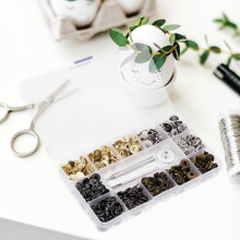 120-teiliges Set mit 12,5 mm Metall-Druckknöpfen in 4 Farben, 4 Montagewerkzeuge, Aufbewahrungsbox