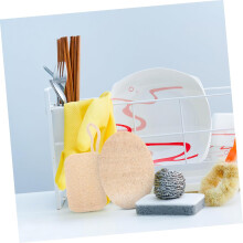 Lot de 2 éponges à vaisselle en luffa naturel, brosses de nettoyage double couche pour la cuisine, tampons en luffa