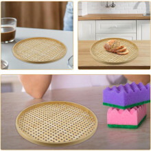 Cesta de peneira de armazenamento de bambu 2pcs Fácil de limpar Cesta de colander redonda multifuncional feita