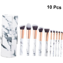 Trousse de maquillage de voyage en forme de marbre avec 10 pinceaux pour fond de teint et blush