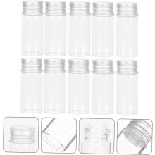 Set van 10 glazen ampullen van 10 ml van medische kwaliteit met aluminium schroefdoppen.
