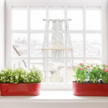 Boho Makraméhylla Vägghängande Bomullsvävd Beige Flytande Växt Vägghylla Enkel Installation Bärbar