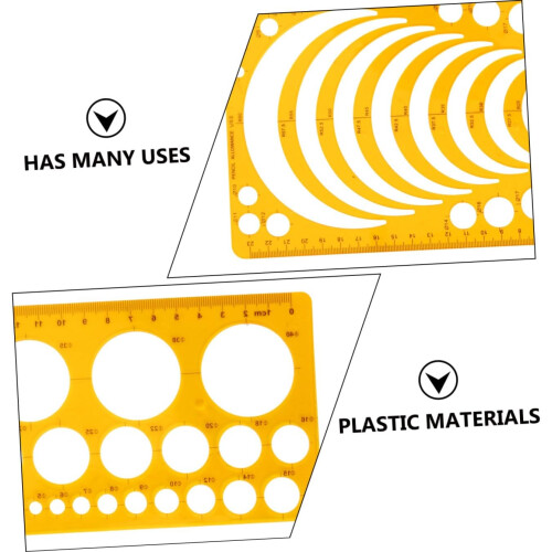 2pcs Drawing Template Ruler Useful Measuring Tool Geometric Templates Rulers Plastic Draft 2