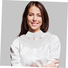 Cuello de blusa desmontable de encaje para mujer, cuello tipo capa con cuello tipo pechera y bordado floral.