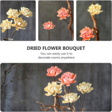 Bouquet décoratif élégant et réaliste de 2 fleurs séchées rose et beige pour la maison et le bureau