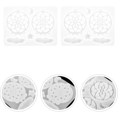 2 τεμάχια καλούπι σιλικόνης Dream Catcher για κατασκευή μπρελόκ κρυστάλλου DIY 2
