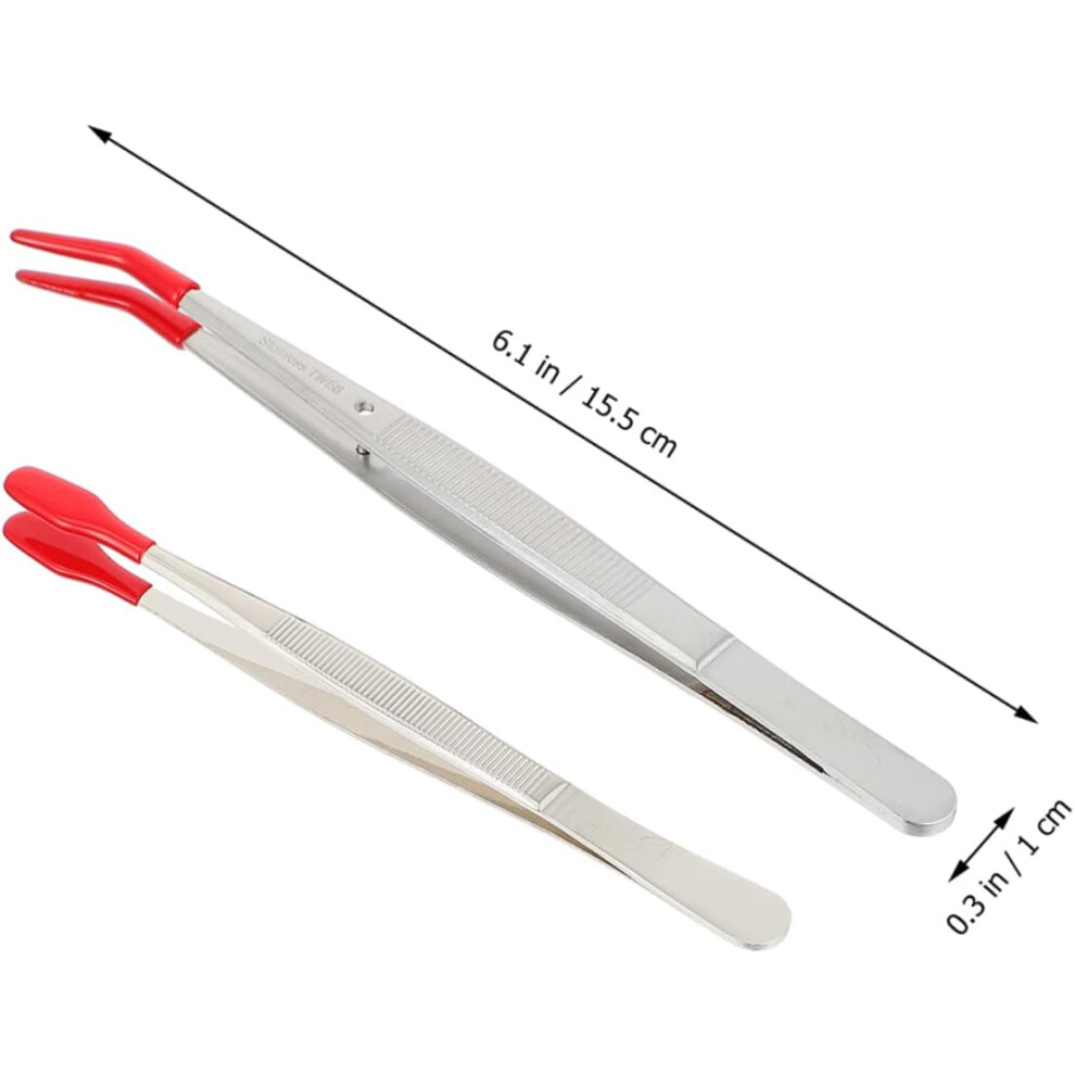Hkhbjs 4Pcs Rubber Tip Tweezers Stainless Steel Wide Tip Useful Elbow Tweezers For Home Stamp Crafting