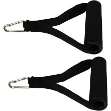 2 poignées de fitness élastiques avec poignée en mousse de 135 mm et anneau en D
