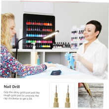 Herramienta para perforar uñas y herramienta para perforar dijes, 2 piezas, taladros de metal para decoración de uñas, color dorado.