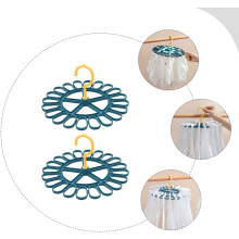 2pcs Underwear Hanger Plastic Dry Rack Multiple Hanger Blue Anti-Slip Rotation Design Pp Material