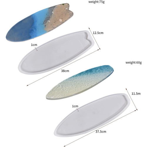 2pcs DIY Silicone Surfboard molde em forma para fundição Epoxy, Surfboard Coaster conjunto de molde de silicone 1