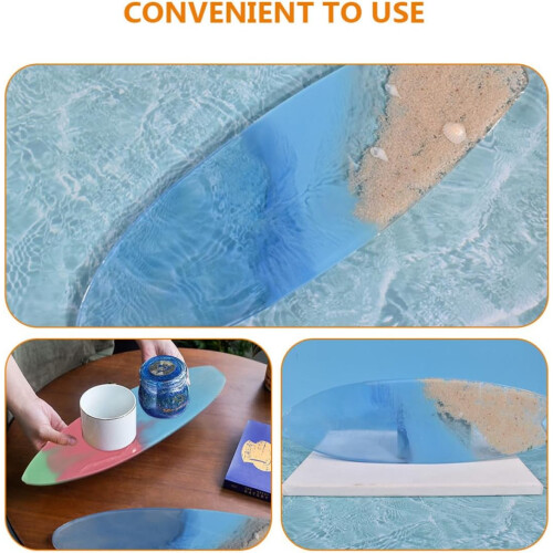 2pcs DIY Silicone Surfboard molde em forma para fundição Epoxy, Surfboard Coaster conjunto de molde de silicone 2