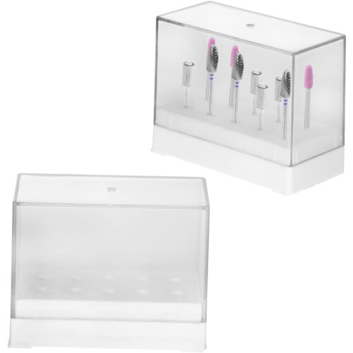 2pcs Nail Drill Bit Case Organizer Holder Plastic Storage Stand 1