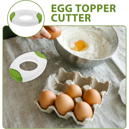 2pcs Eggshell Cutter Set Green Easy to Use Rust Resistant Steel and Plastic Boiled Egg Cutter 2