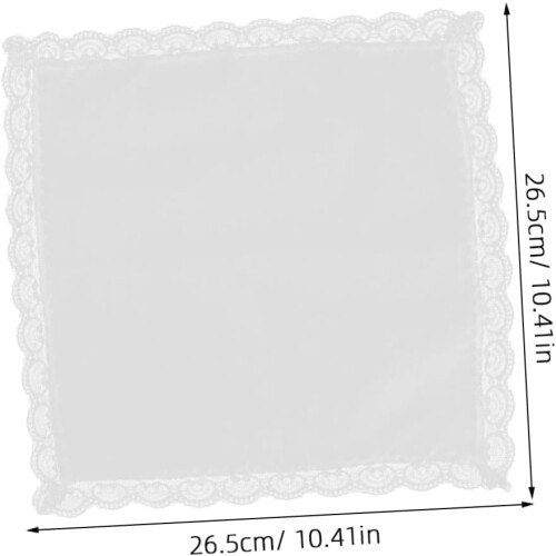Toalhos de algodão quadrado para mulheres 12pcs branco com bordas de renda 1