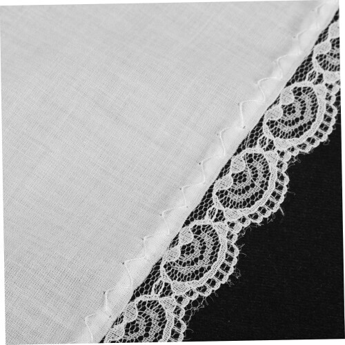 Toalhos de algodão quadrado para mulheres 12pcs branco com bordas de renda 2