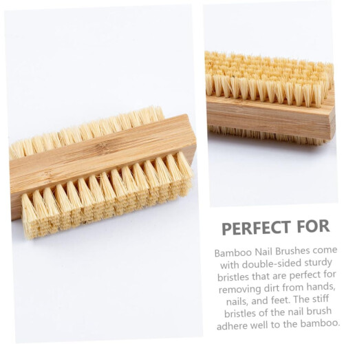 Escova de limpeza de unhas resistente ao desgaste de bambu e Sisal duplo lado 2pcs 1