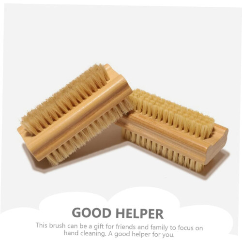 Escova de limpeza de unhas resistente ao desgaste de bambu e Sisal duplo lado 2pcs 2