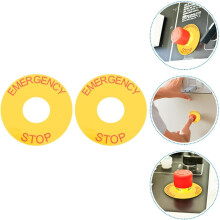 2pcs Emergency Stop Label Stickers 63x23mm Red Text Emergency Stop Indicator Decal