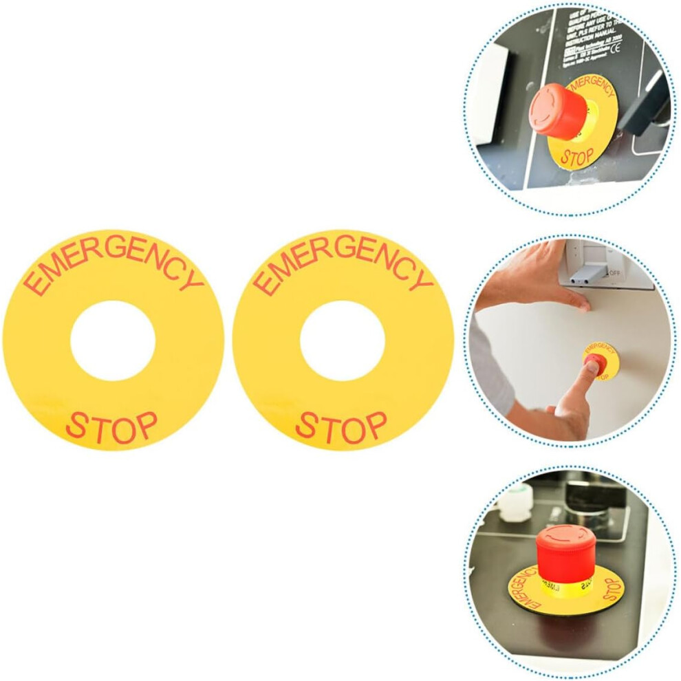 2Pcs Emergency Stop Label Stickers 63X23mm Red Text Emergency Stop Indicator Decal 8113854507075