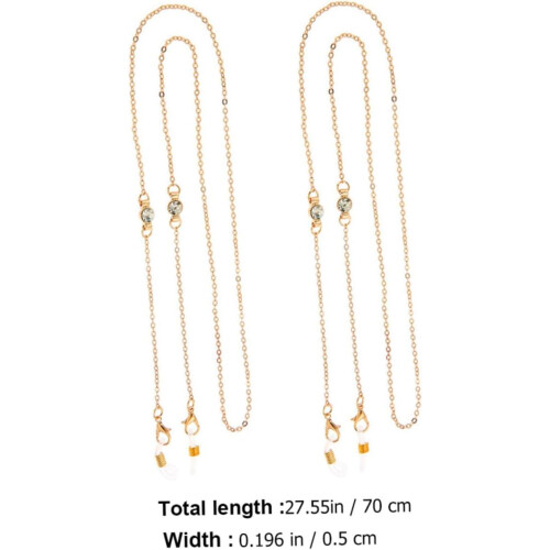 2pcs Eyeglass Chains Rhinestones Gold Hanging Chain for Eyeglasses and Sunglasses 1