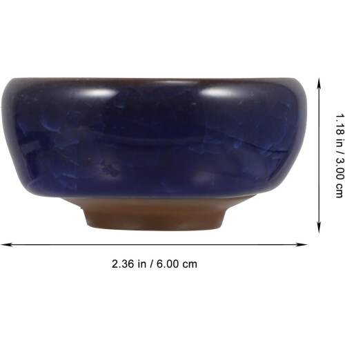 Ceramic Ink Dish Set 2pcs with Ice Crack Pattern, Multi-function Ink Plates in Peacock Green and Sapphire Blue 1