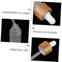 Dispenser de óleo essencial de tampa de textura de bambu da garrafa de gota de vidro de 4pcs para recipiente portátil de higiene pessoal de viagem
