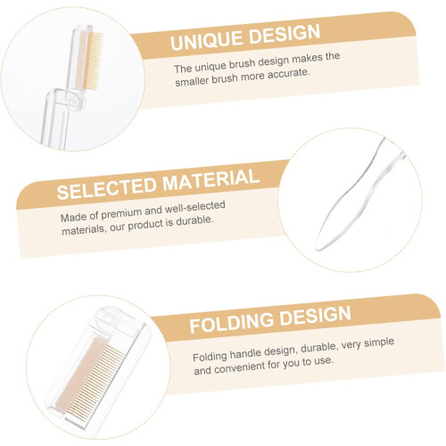 Foldable Eyelash Comb and Convenient Eyebrow Comb 2Pcs Stainless Steel Folding Eyelash Combing Tool 2