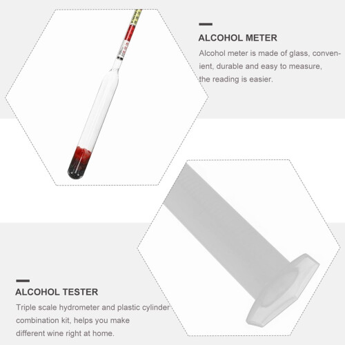 2 Sets Wine Hydrometer Triple Scale Alcohol Hydrometer Glass Plastic Accurate Reading Measure Alcohol 2