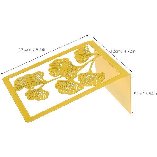 2Pcs Yellow Ginkgo Leaf Metal Bookends Desktop Book Organizer Multi-Function Book Stands 1