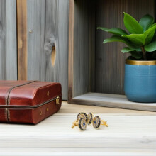 2 paar manchetknopen met boze oog-kristal voor heren, metalen Franse overhemdknopen, luxe pakaccessoires
