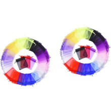 200 stuks trouwbedankzakjes van organza in diverse kleuren, geschikt voor sieraden en feestdecoraties.