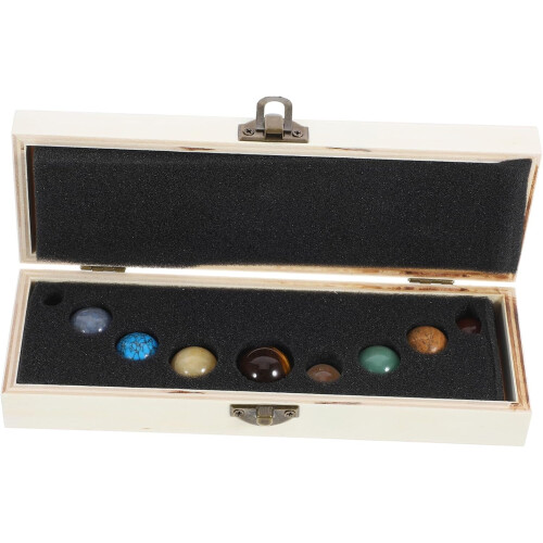 2sets Figurines Solar System Planets Natural Gemstone Decor Desktop Ornament 2