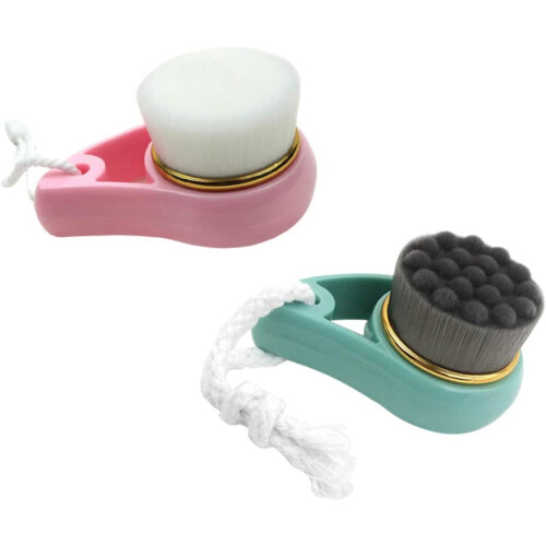 2pcs Manual Face Cleansing Facial Cleaning Tools Pink Handle 2