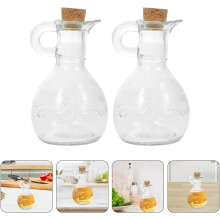 Botellas dispensadoras de aceite de vidrio con vertido libre y tapas de madera (2 unidades, 200 ml).