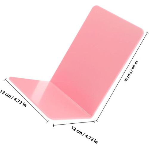 2Pcs Pink Plastic Bookends Decorative Book Organizer Multifunctional Book Holders 1