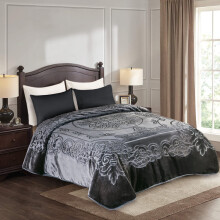 Heavy Raschel Blanket 85 x 95 in Dark Grey