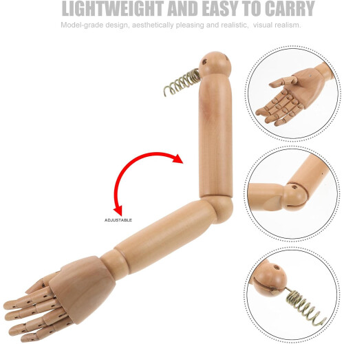 1 Pair Flexible Jointed Wooden Mannequin Arms, Movable Hand Model Replacement 2