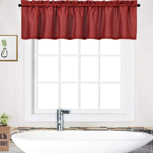 Waffle Weave Curtain Valance 60 x 15 inches White One Panel
