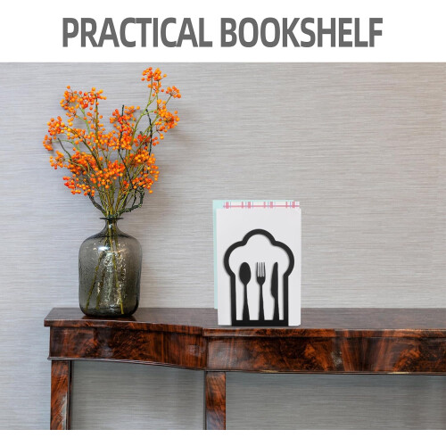 2pcs Metal Bookends Desktop Book Holders Study Book Stands with Non-Slip Base 2