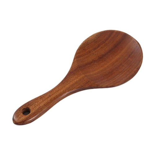 Acacia Wood Round Rice Spoon with Long Handle