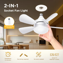 Ventilateur de plafond avec lumière et télécommande - Blanc