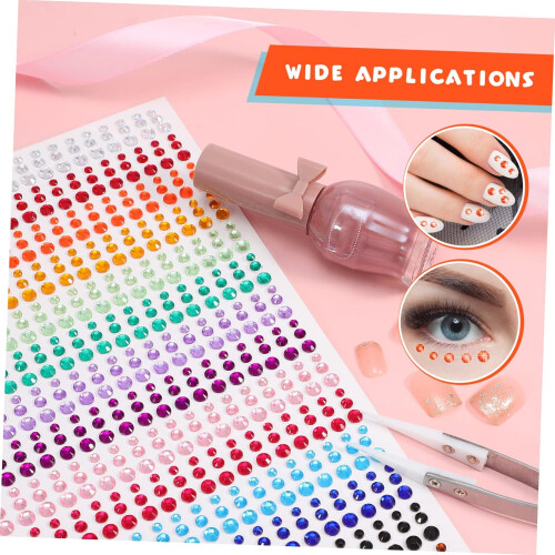 2sheets Self-Adhesive Rhinestone Stickers Colors for Eyes Face Makeup DIY Work 2